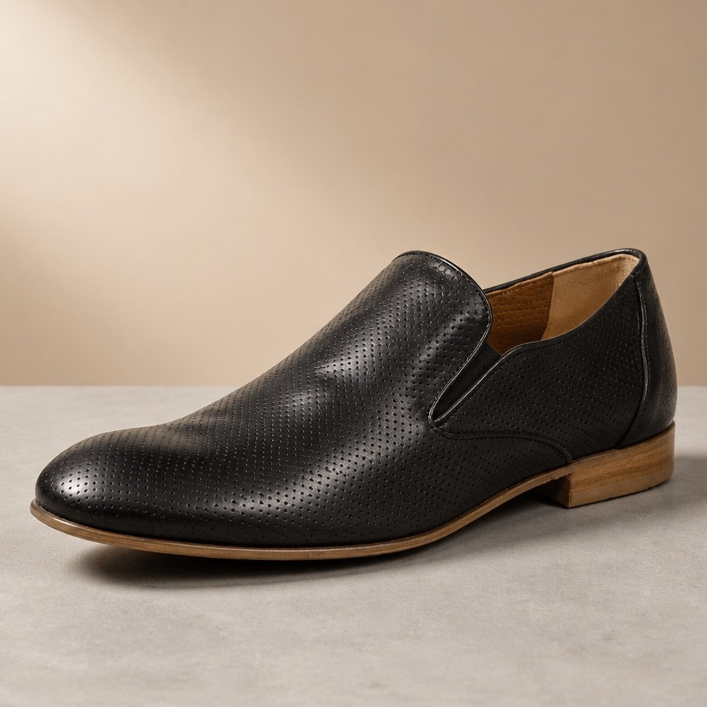 BALDININI Classic Black Soft Leather Comfort Slip-On Dress Shoes - Men's